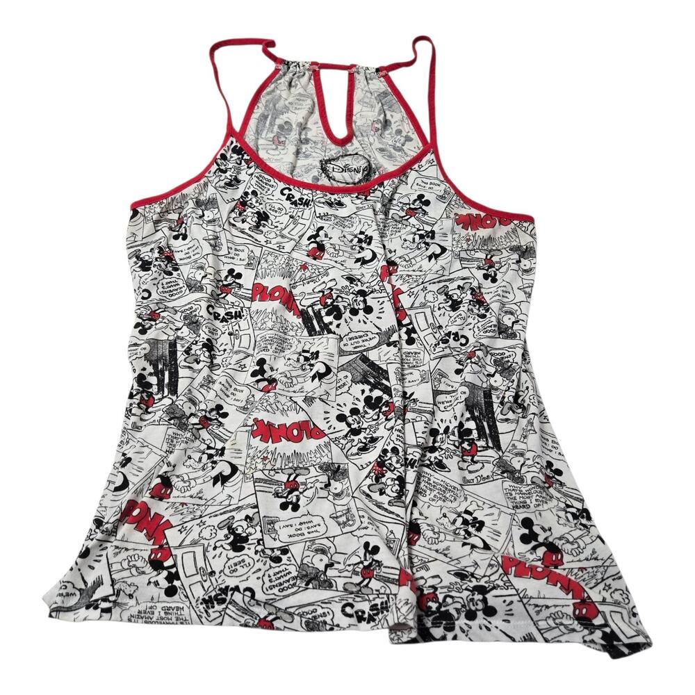 Disney Women's Sleeveless Mickey Mouse & Guffy Cartoon Blouse Black & White